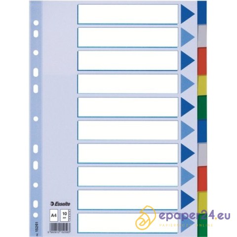 PRZEKŁADKI PP ESSELTE A4 INDEX 10 KOLORÓW PRZEKŁADKI PP ESSELTE A4 INDEX 10 KOLORÓW