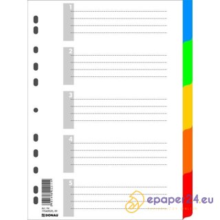 Przekładki PP Donau A4 5 kolorów