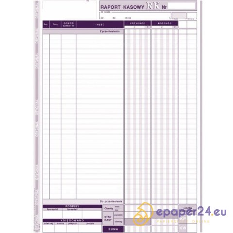RAPORT KASOWY A4 (O+1K) RAPORT KASOWY A4 (O+1K)