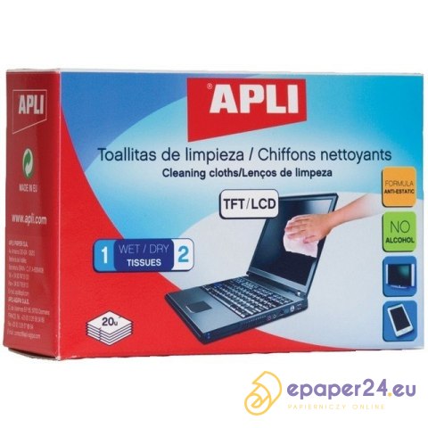 Chusteczki do ekranu Apli suche i wilgotne (20+20) Chusteczki do ekranu Apli suche i wilgotne (20+20)