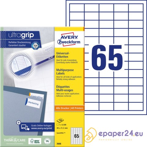 ETYKIETY A4 AVERY 38*21,2mm (100) ETYKIETY A4 AVERY 38*21,2mm (100)