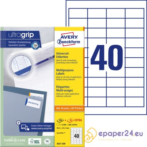 ETYKIETY A4 AVERY 48,5*25,4mm BIAŁE (100) ETYKIETY A4 AVERY 48,5*25,4mm BIAŁE (100)