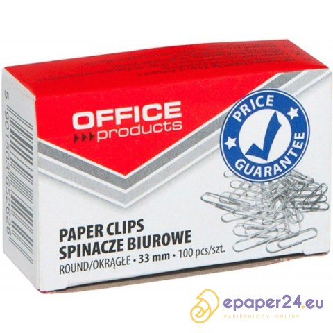 Spinacze biurowe Office Products 33mm okrągłe (100) Spinacze biurowe Office Products 33mm okrągłe (100)