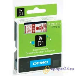 TAŚMA DYMO D1 12mm*7m PRZEZROCZYSTA (CZERWONY TEKST)