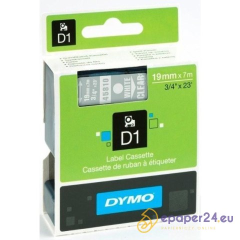 TAŚMA DYMO D1 19mm*7m PRZEZROCZYSTA (BIAŁY TEKST) TAŚMA DYMO D1 19mm*7m PRZEZROCZYSTA (BIAŁY TEKST)