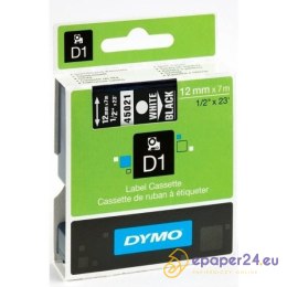 TAŚMA DYMO D1 12mm*7m CZARNA (BIAŁY TEKST)
