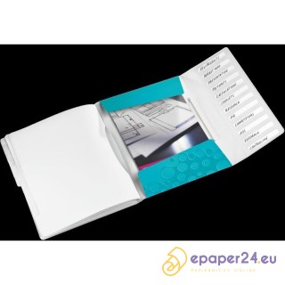 Teczka PP z gumką Leitz Wow A4 12 przekładek turkusowa