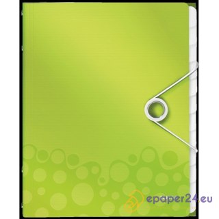 Teczka PP z gumką Leitz Wow A4 12 przekładek zielona