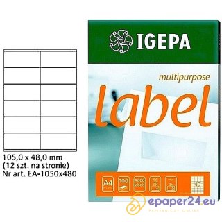 ETYKIETY A4 IGEPA 105*48,0mm BIAŁE (100)