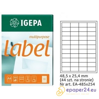 ETYKIETY A4 IGEPA 48,5*25,4mm BIAŁE (100) ETYKIETY A4 IGEPA 48,5*25,4mm BIAŁE (100)
