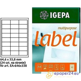 ETYKIETY A4 IGEPA 64,6*33,8mm BIAŁE (100)