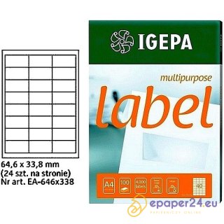 ETYKIETY A4 IGEPA 64,6*33,8mm BIAŁE (100)