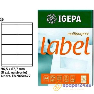 ETYKIETY A4 IGEPA 96,5*67,7mm BIAŁE (100)
