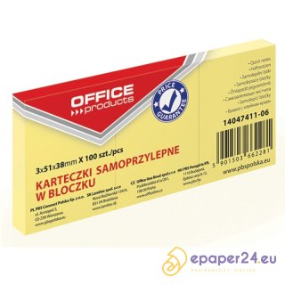 Karteczki Office Products 38x51mm żółte (3x100)