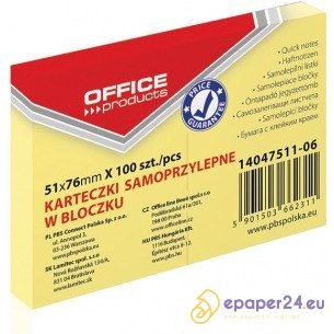 Karteczki Office Products 51x76mm żółte (100) Karteczki Office Products 51x76mm żółte (100)
