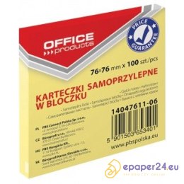 Karteczki Office Products 76x76mm żółte (100)