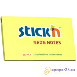 KARTECZKI STICK'N 76*127mm ŻÓŁTE NEON (100)