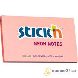KARTECZKI STICK'N 76x127mm NEON RÓŻOWE (100)