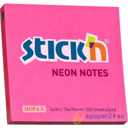KARTECZKI STICK'N 76x76mm NEON CIEMNORÓŻOWE (100)