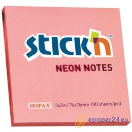 KARTECZKI STICK'N 76*76mm RÓŻOWE NEON (100)