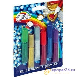 KLEJ Z BROKATEM FIORELLO 6ml*6 KOLORÓW KLEJ Z BROKATEM FIORELLO 6ml*6 KOLORÓW