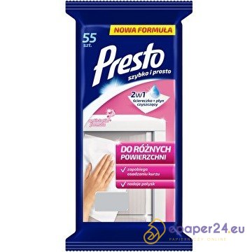 Ściereczki nasączone Presto do różnych powierzchni (72) Ściereczki nasączone Presto do różnych powierzchni (72)