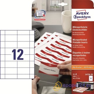 WKŁADY DO IDENTYFIKATORÓW AVERY 40*75mm (20)