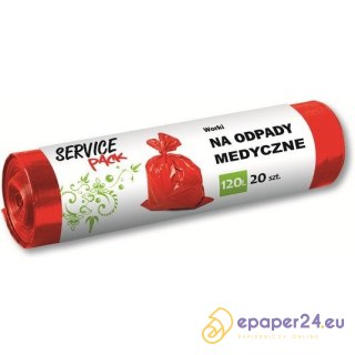 WORKI NA ODPADY MEDYCZNE 120L LDPE CZERWONE (20)