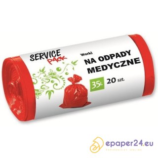 WORKI NA ODPADY MEDYCZNE 35L LDPE CZERWONE (20)