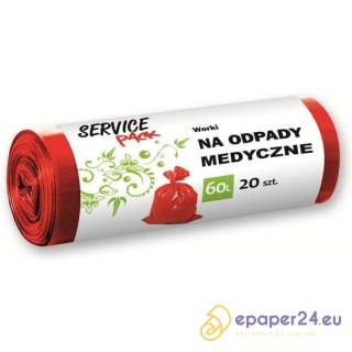 WORKI NA ODPADY MEDYCZNE 60L LDPE CZERWONE (20)