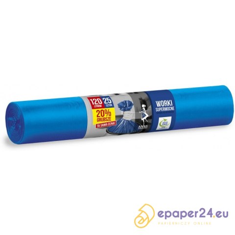 WORKI NA ŚMIECI 120L LDPE NIEBIESKIE (25) WORKI NA ŚMIECI 120L LDPE NIEBIESKIE (25)