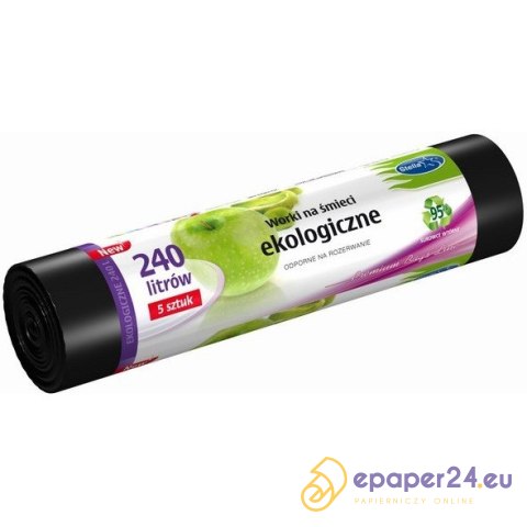 WORKI NA ŚMIECI 240L LDPE CZARNE (5) WORKI NA ŚMIECI 240L LDPE CZARNE (5)