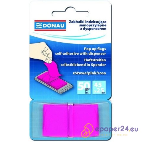 Zakładki Donau 25x45mm różowe (50) Zakładki Donau 25x45mm różowe (50)
