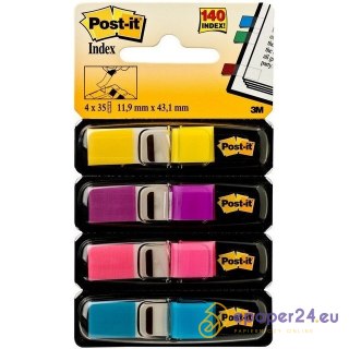 ZAKŁADKI POST-IT 12*43mm 4 KOLORY NEON (4*35)