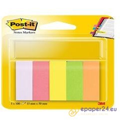 ZAKŁADKI POST-IT 15*50mm 5 KOLORÓW (5*100)