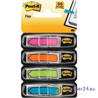 ZAKŁADKI POST-IT 12*43mm STRZAŁKI 4 KOLORY NEON (4x24)
