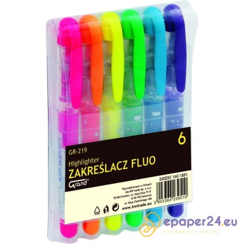 ZAKREŚLACZ GRAND FLUO GR-219 6 KOLORÓW ZAKREŚLACZ GRAND FLUO GR-219 6 KOLORÓW