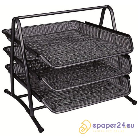 Zestaw 3 półek na dokumenty Q-Connect metalowy czarny Zestaw 3 półek na dokumenty Q-Connect metalowy czarny