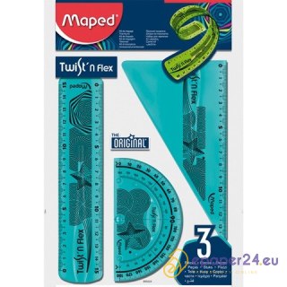 ZESTAW MAPED TWIST'N FLEX: LINIJKA EKIERKA KĄTOMIERZ