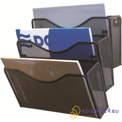 Zestaw 3 półek na dokumenty Q-Connect naścienny metalowy czarny Zestaw 3 półek na dokumenty Q-Connect naścienny metalowy czarny