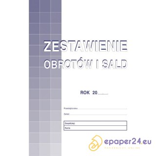 ZESTAWIENIE OBROTÓW I SALD A4 (OFFSET)