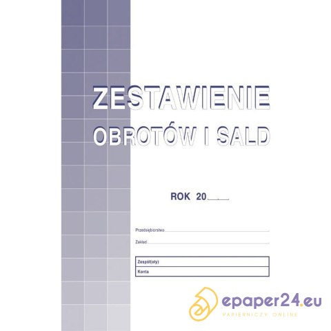 ZESTAWIENIE OBROTÓW I SALD A4 (OFFSET) ZESTAWIENIE OBROTÓW I SALD A4 (OFFSET)