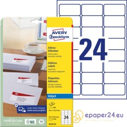 ETYKIETY A4 AVERY 63,5*33,9mm BIAŁE (25)