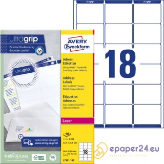 ETYKIETY A4 AVERY 63,5*46,6mm BIAŁE (100)