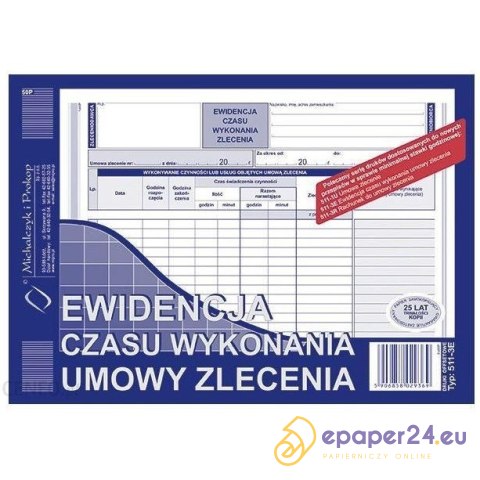 EWIDENCJA CZASU WYKONANIA UMOWY ZLECENIA EWIDENCJA CZASU WYKONANIA UMOWY ZLECENIA