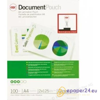 FOLIA LAMINACYJNA GBC A4/2x125µm BŁYSK (100) FOLIA LAMINACYJNA GBC A4/2x125µm BŁYSK (100)