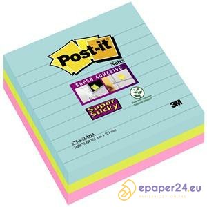 Karteczki Post-it Super Sticky 101x101mm (675-SS3-MIA) linie Miami (3x70)