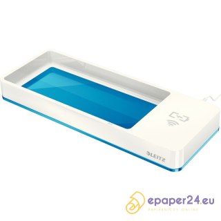 PRZYBORNIK NA BIURKO Z ŁADOWARKĄ LEITZ WOW BIAŁO-NIEBIESKI