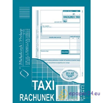 TAXI rachunek A6 TAXI rachunek A6
