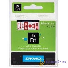 TAŚMA DYMO D1 24mm*7m BIAŁA (CZERWONY TEKST)